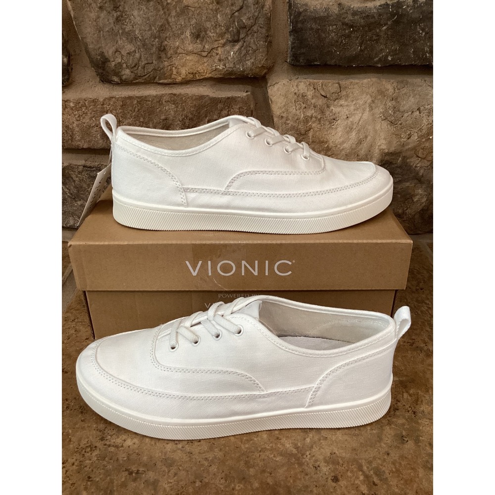 Vionic Beach Cyan White Canvas Lace Up Sneakers J7613F1100 Womens 9 New